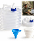 Grab-And-Go Collapsible Water Storage Container With Spigot, BPA Free Foldable Jug For Camping, Hiking, RV Travel And Emergency Use