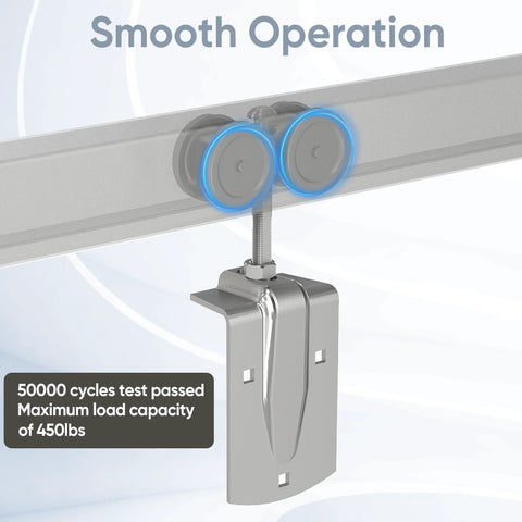 Exterior Sliding Door Hangers and Box Rail Barn Door Hardware Kit in Silver for Outdoor Use, Heavy-Duty Track System Supports Doors Up To 450 Lbs, Industrial-Grade Galvanized Steel With Corrosion-Resistant Coating, 50,000+ Cycles Tested