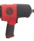 Heavy Duty 3/4 Inch Air Impact Wrench With Pistol Grip And Twin Hammer Clutch, red and black composite design side view.