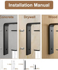 Beefy 12 Inch Wall Shelf Brackets Set Of 4 installation on concrete, drywall, and wood surfaces with screws and anchors.