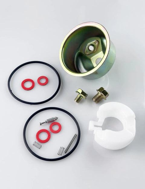 Carburetor Bowl Float Kit For Honda GX120 GX160 GX200 Predator 212 Coleman Ct200u Ex Bt200X Engines shown with needle, float, and gaskets