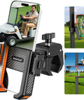 Heavy Duty Golf Cart Phone Holder Mount With 3 Second Clip Install And 1 Second Lock Release Secure Phone Clamp on golf cart