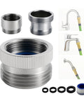 Heavy Duty 3 Piece Faucet Adapter Kit That Instantly Connects Kitchen Sink To Garden Hose Universal Bathroom Shower Converter Fits Any Standard Thread Setup total game changer, showing robust brass connectors.