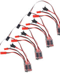 Multiple 20A Brushed RC ESCs for 2S RC cars, boats, and tanks with 2kHz forward reverse brake, high precision motor speed controllers visible.