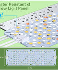 Ultra Thin 40W Full Spectrum Grow Light Panel With 768 LEDs for Indoor Plants, showing water resistance feature.