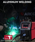 All In One 6 In 1 MIG Welder With Gas, Flux Core, Stick MMA, Lift TIG, Spot Weld, Spool Gun Ready Aluminum Multi Process Welder, 200Amp, LED Display in use
