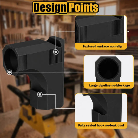 Table Saw Dust Collector Adapter With Dual Hooks For No Fuss Dust Bucket Connection