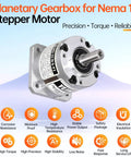 YEJMKJ planetary gearbox for Nema 17 stepper motor, front view showing output shaft