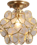 Cherry Blossom Tiffany Style Stained Glass Flower Petals Ceiling Light For Home Decor, 8 Inch Handmade Lampshade, Copper Foil Craft, E26 LED Ready, Close To Ceiling, Dope Vintage Vibe