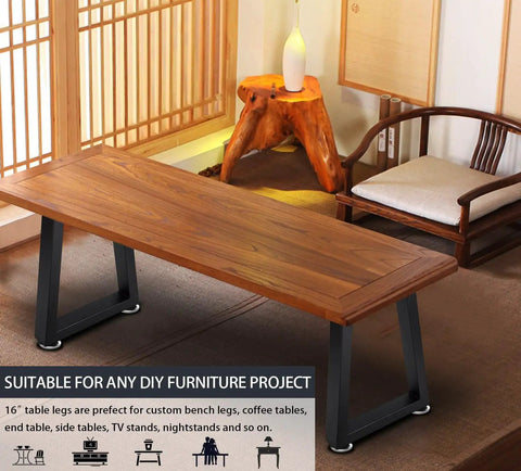 16 Inch Metal Table Legs Heavy Duty Trapezoid Style For Custom Benches Coffee Tables End Tables TV Stands And Nightstands