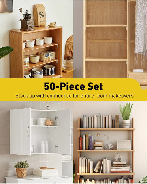 Absolute Game Changer 50 Pack Heavy Duty Shelf Support Pegs With Grippy Rubber Sleeves And Durable Nickel Coating in various storage solutions.