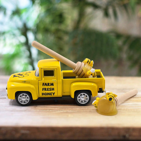Sweet Little Yellow Honey Truck With Faux Dippers For Tiered Trays And Farmhouse Decor Chevy One Thirty Two Scale Diecast