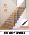 Top Shelf 30 Pack Of 44 Inch Wrought Iron Balusters With Badass Satin Black Finish Straight Metal Bar Spindles For Deck Railing And Staircase Built Like A Tank Zero Rust installed in a staircase.