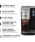 Plumbed Single Serve Office Coffee Maker With 150 Plus K Cup Varieties Brews Coffee Tea And Hot Cocoa In About A Minute Five Cup Sizes From 4 To 12 Oz Travel Mug Compatible Perfect For Busy Office Bosses shown with features
