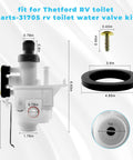 Freeze Resistant RV Toilet Water Valve Kit For RV Toilets Like Aqua Magic V Built Tough With High Impact PP Construction Cold Weather Ready Replacement Part Compatible With 31653 31688 31705 Series Durable Quick Install Valve, dimensions shown