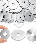 Bulk 200 Piece Flat Washer Set Zinc Plated Carbon Steel 10 Mm ID 40 Mm OD 2 Mm Thick Fender Style Washers shown up close
