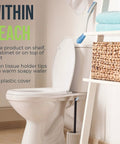 Toilet Aid Wand 18 Inch Personal Bottom Wiping Tool for Easy Self Care and Hygiene shown by toilet with cover.