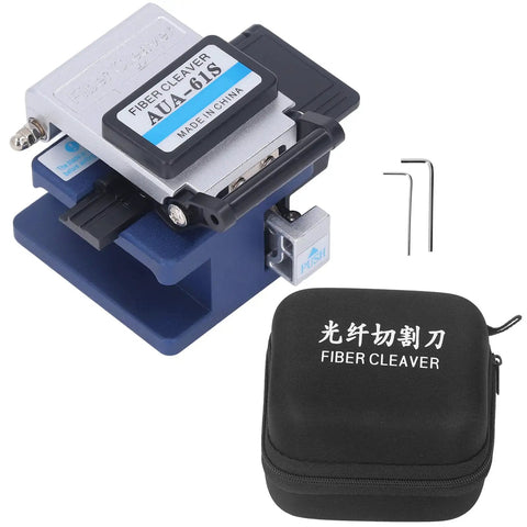 Fiber Cleaver FTTH Pro Grade Tool Kit With Precision Machined Optical Cable Cutter Stainless Steel And ABS Build Hot And Cold Splicing Ready Includes Waste Fiber Storage Box Durable Handy For Network Deployment, with carrying case