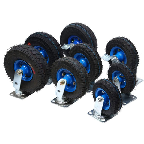 Top Shelf Rubber Inflatable Caster Wheels, Swivel Cart Casters With Brake, Heavy Duty Replacement Wheels providing a smooth roll and shock absorption.