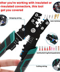 All In One 300 Piece 19 Size Electrical Crimp Connectors Go To Kit with crimp tool showing features and various connectors
