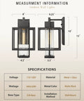 Diagram of Outdoor Wall Sconce 2-Pack Farmhouse Exterior Lanterns in Black Finish With Bubble Glass Shades, showing dimensions and specs.