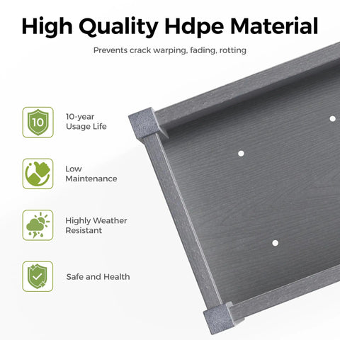HDPE Elevated Raised Garden Bed With Legs For Outdoors 47 X 22 X 30 Inches planter box corner detail showing weather-resistant material