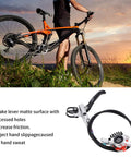 Heavy Duty Aluminum Dual Piston Mechanical Disc Brake Set Front Rear shown on mountain bike with cable pull in silver.