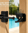 Heavy Duty Self Locking Gate Latch With Gravity Lock For Wooden Fences, Auto Lever Action Gate Lock, No Fuss Post Mount Black Gate Hardware, Door Lock For Secure Pool Garden And Shed Access, Fingertip Inside Release For Quick Open on wood gate