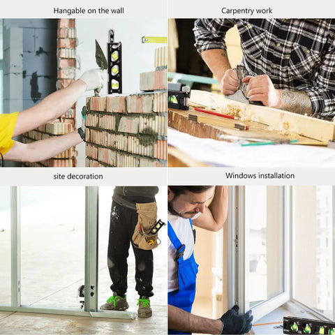 Magnetic Torpedo Level For Conduits With Four Vials V Groove And Magnet Track Aluminum Alloy Construction High Viz Black 6 Inch in use