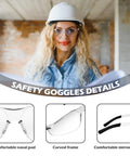 Bulk 150-Pack Safety Glasses To Stock Up The Squad, female wearing clear safety glasses with hard hat in a work environment.