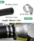 6.5Mm ID 13Mm OD Fuel Line Hose 4.9 Ft Length NBR Heavy Duty High Pressure Heat Resistant Gas And Oil Hose With 4 Clamps