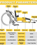 Heavy Duty 5000W Brushless Circular Electric Concrete Saw With 29Cm Deep Cutting Depth And Onboard Water Sprayer for masonry with visible features.