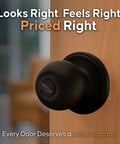 Privacy Interior Door Knob Set Matte Black Reversible For Bedroom Bathroom And Closet installed on wooden door