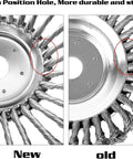 Comparison of new vs old 10 Inch Steel Wire Weed Wheel Brush Trimmer Head Universal Attachments, highlighting durability