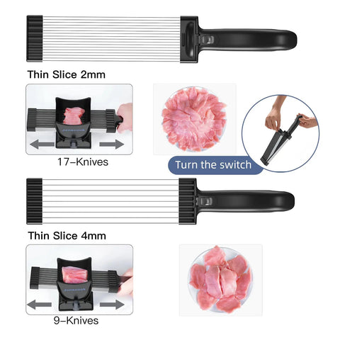 Top Shelf Manual Meat Slicer For Fresh Boneless Beef And Chicken Effortless Meal Prep Routine 2Mm Or 4Mm Adjustable Cutter Blades Durable Gray Build Kitchen Flex Tool