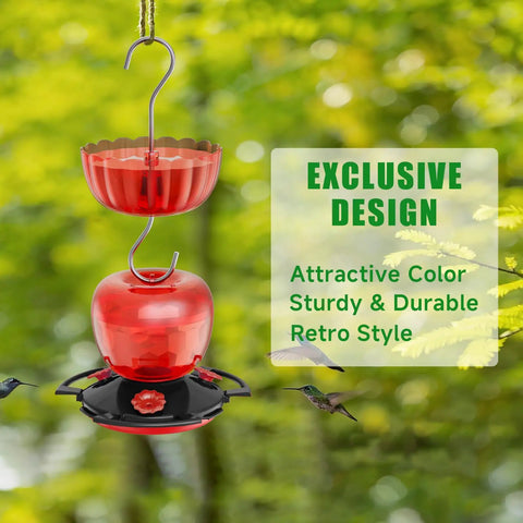 Hummingbird Feeder With Ant Moat For Outdoors 10 oz Nectar Dispenser With Light Reflective Faceted Design leak resistant