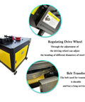 Heavy Duty Automatic Steel Bar Circle Bender Delivers Beast Mode Power To Shape Rebar Quick As Lightning For Hardworking Contractors On Tight Job Sites with drive wheel and durable belt transfer.