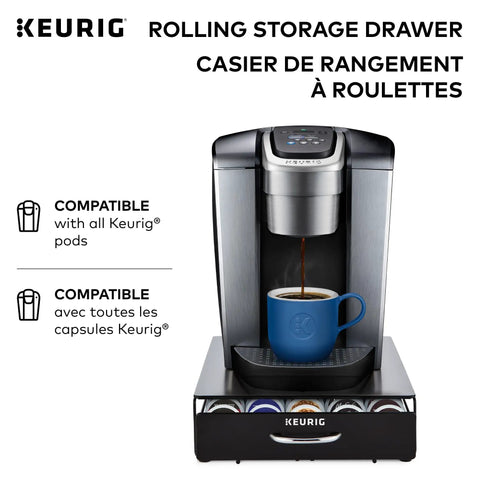 Under Counter Coffee Pod Storage Drawer For Single Cup Brewers Space Saver Holds Up To 35 K Cup Pods with black finish