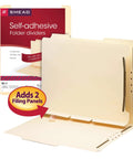 Self-Adhesive Folder Divider With 1-Inch Twin Prong Fastener For Letter-Size Manila Folders, 25 Per Pack, shown installed