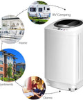 Full Automatic Portable Washer And Dryer Combo Featuring Built In Pump Drain 8 Lbs Compact Laundry Spin Dryer in setting for RV, home, apartments, and dorms.