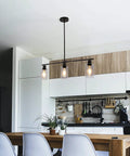 Three Light Modern Kitchen Island Pendant Light With Glass Shades Slick Black Metal Finish Rustic Farmhouse Chandelier in kitchen