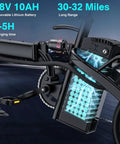 Close-up of Dope Folding Electric Bike For Adults And Teens, showing 48V 10Ah removable battery and motor, emphasizing technology