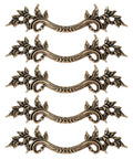 Five Piece Antique Bronze Drawer Handle Set 6.61 Inch Vintage Cabinet Pulls for Dresser Nightstand Door Cupboard Wardrobe Kitchen and Bathroom Furniture Euro Style French Provincial Hardware with 76mm Hole Spacing and 4mm Screws