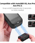 Upgrade Magnetic Quick Release Mount For X5 With One Quarter Inch Screw Hole Adapter Connection And Safety Lock shown with device