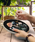 Two Pack Embroidery Kit For Grownups Beginner Friendly With Mushroom Pattern Hoops Tools Colorful Threads Needles And Step By Step Instructions DIY Starter Set in use, showing stitching on mushroom pattern.