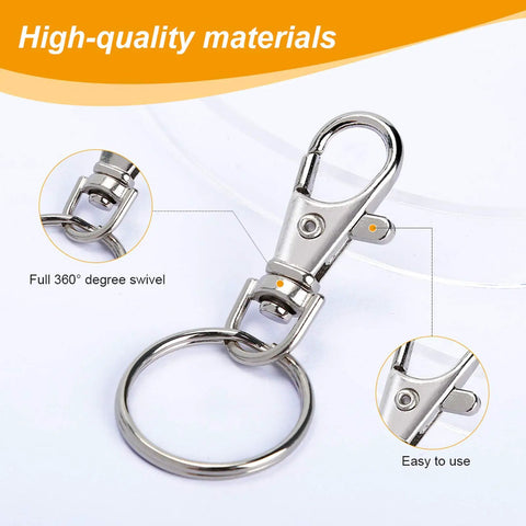 Hella Durable Zinc Alloy Swivel Snap Hooks With Heavy Duty Key Rings And Lobster Claw Clasps In Sweet Assorted Sizes showing 360-degree swivel mechanism.