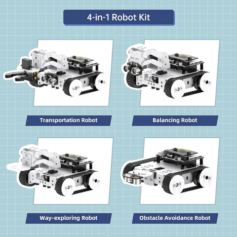 4 In 1 Smart Robot Car Kit With Microbit V2 For STEM Learning, transformable tank robot in four configurations