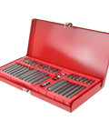 Heavy Duty Hexagon Wrench Set With Ratchet Socket Combo Featuring Spline And Star Bits Solid Metric Driver Kit in red case.