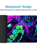 Neon Cthulhu Monster Extended Desk Pad For Gaming And Work, Extra Large 31.5 By 11.8 Inches, Ultra Smooth Mouse Pad Surface