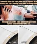 Before and after using Pearl White Car Touch Up Paint Pen Two In One Scratch Repair For Deep Damages And Chips, shows repair effectiveness.